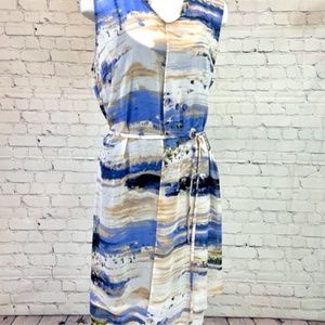 NWT Simply Vera Vera Wang Abstract print sleeveless dress with tie waist XL